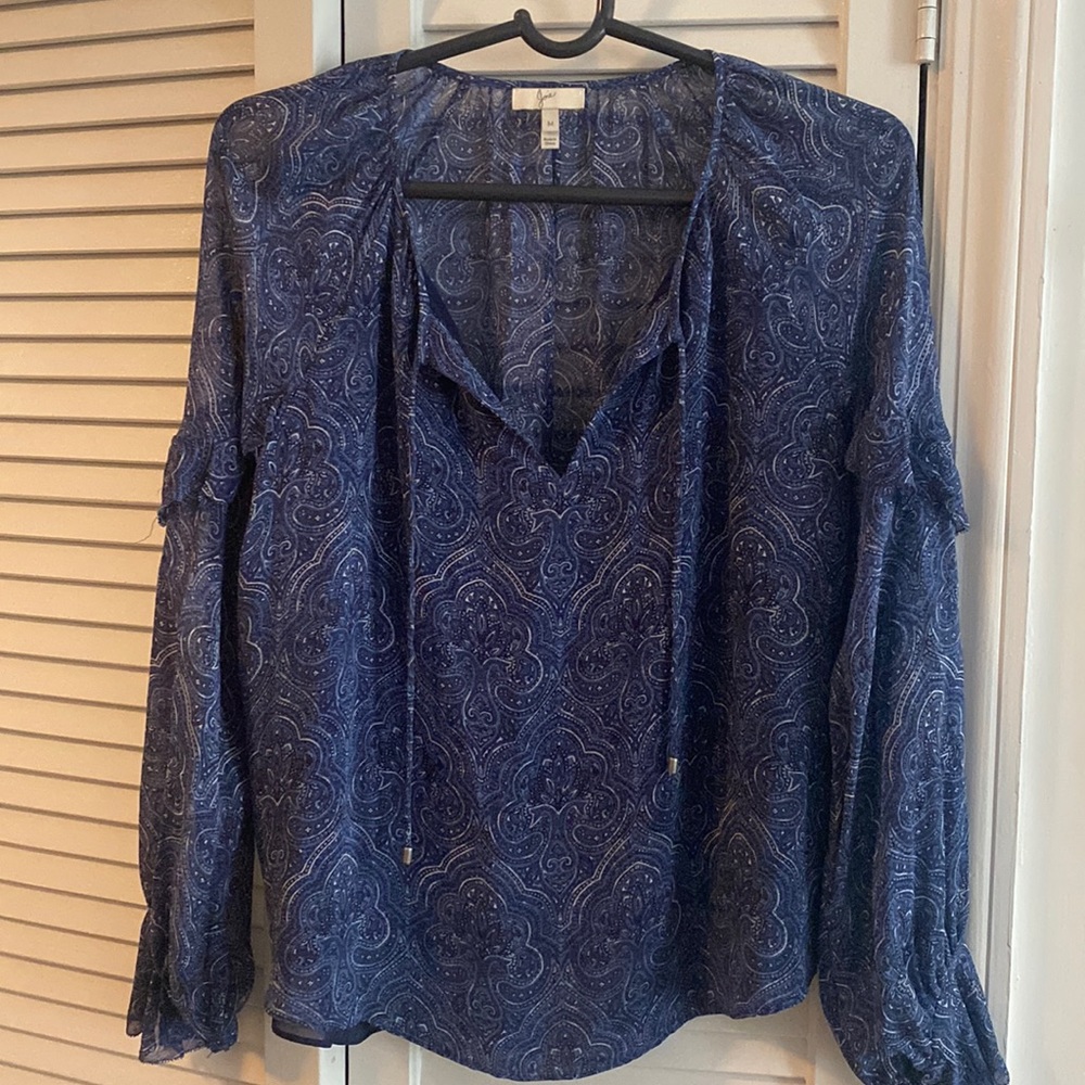 JOIE blue paisley print blouse top, sz M